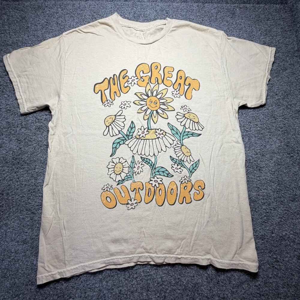 Full Tilt Womens Funky Hippie Shirt Retro Graphic Tee The Great Outdoors Size S